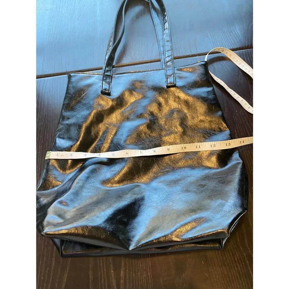 Vintage Black Patent BOHO Bucket Bag